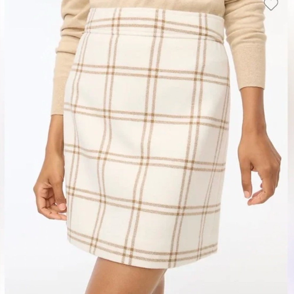 NWT JCrew Factory White Plaid Wool Aline Mini Skirt, size 6